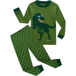 Family Feeling Kids & Toddler Boys Pajamas 2 Piece Pjs Set 100% Cotton Sleepwear(Dinosaur/F6068)