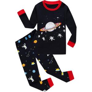 Family Feeling Kids & Toddler Boys Pajamas 2 Piece Pjs Set 100% Cotton Sleepwear(Space/F41)