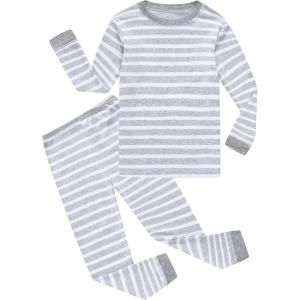Family Feeling Kids & Toddler Boys Pajamas 2 Piece Pjs Set 100% Cotton Sleepwear(Striped/F11)