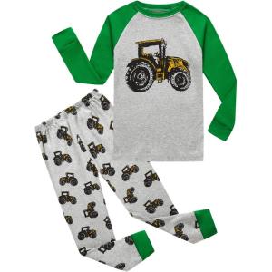 Family Feeling Kids & Toddler Boys Pajamas 2 Piece Pjs Set 100% Cotton Sleepwear(Tractor999)