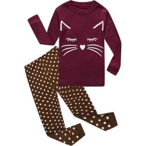 Family Feeling Kids & Toddler Girls Boys Pajamas 2 Piece Pjs Set 100% Cotton Sleepwear(Cat/F5)