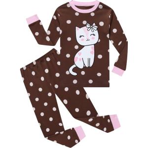 Family Feeling Kids & Toddler Girls Boys Pajamas 2 Piece Pjs Set 100% Cotton Sleepwear(Cat/G1)