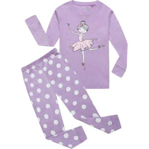 Family Feeling Kids & Toddler Girls Boys Pajamas 2 Piece Pjs Set 100% Cotton Sleepwear(Girls/Purple1)