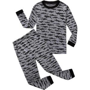 Family Feeling Little Big Boy Pajamas Sets 100% Cotton Pjs Kids Jammies(Shark/Shark)