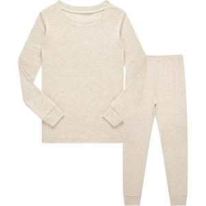 Family Feeling Little Big Boy Pajamas Sets 100% Cotton Pjs Kids Jammies(Solid-apricot-2022)