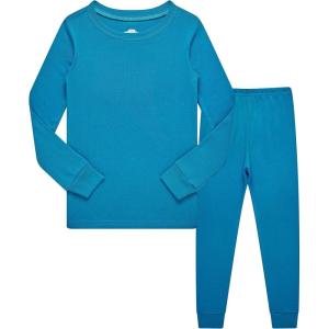 Family Feeling Little Big Boy Pajamas Sets 100% Cotton Pjs Kids Jammies(Solid-bright-blue-2022)