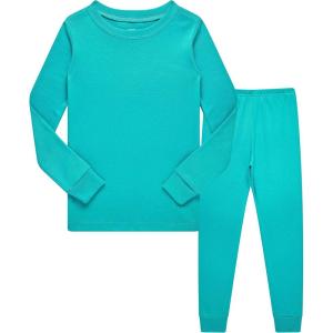 Family Feeling Little Big Boy Pajamas Sets 100% Cotton Pjs Kids Jammies(Solid-peacock-blue-2022)
