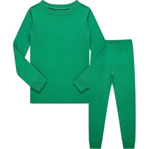 Family Feeling Little Big Boy Pajamas Sets 100% Cotton Pjs Kids Jammies(Solid-sdgreen-2022)