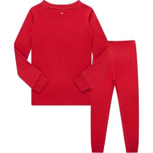 Family Feeling Little Big Boy Pajamas Sets 100% Cotton Pjs Kids Jammies(Solid-sd-red-2022)