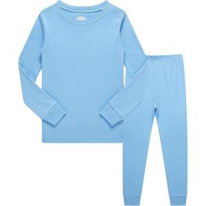 Family Feeling Little Big Boy Pajamas Sets 100% Cotton Pjs Kids Jammies(Solid-sky-blue-2022)
