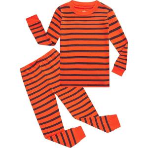 Family Feeling Little Big Boy Pajamas Sets 100% Cotton Pjs Kids Jammies(Striped/Yellow)