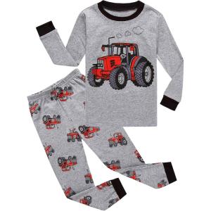 Family Feeling Little Big Boy Pajamas Sets 100% Cotton Pjs Kids Jammies(Tractor)