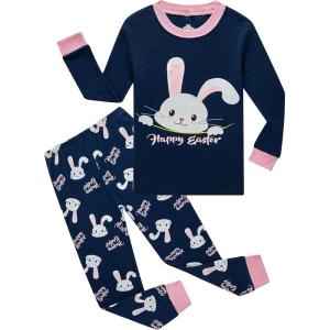 Family Feeling Little Boys Pajamas Sets 100% Cotton Long sleeve Pjs(Rabbit-pink-6159)