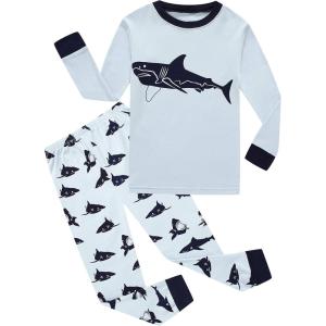 Family Feeling Little Boys Pajamas Sets 100% Cotton Long sleeve Pjs(Shark9)
