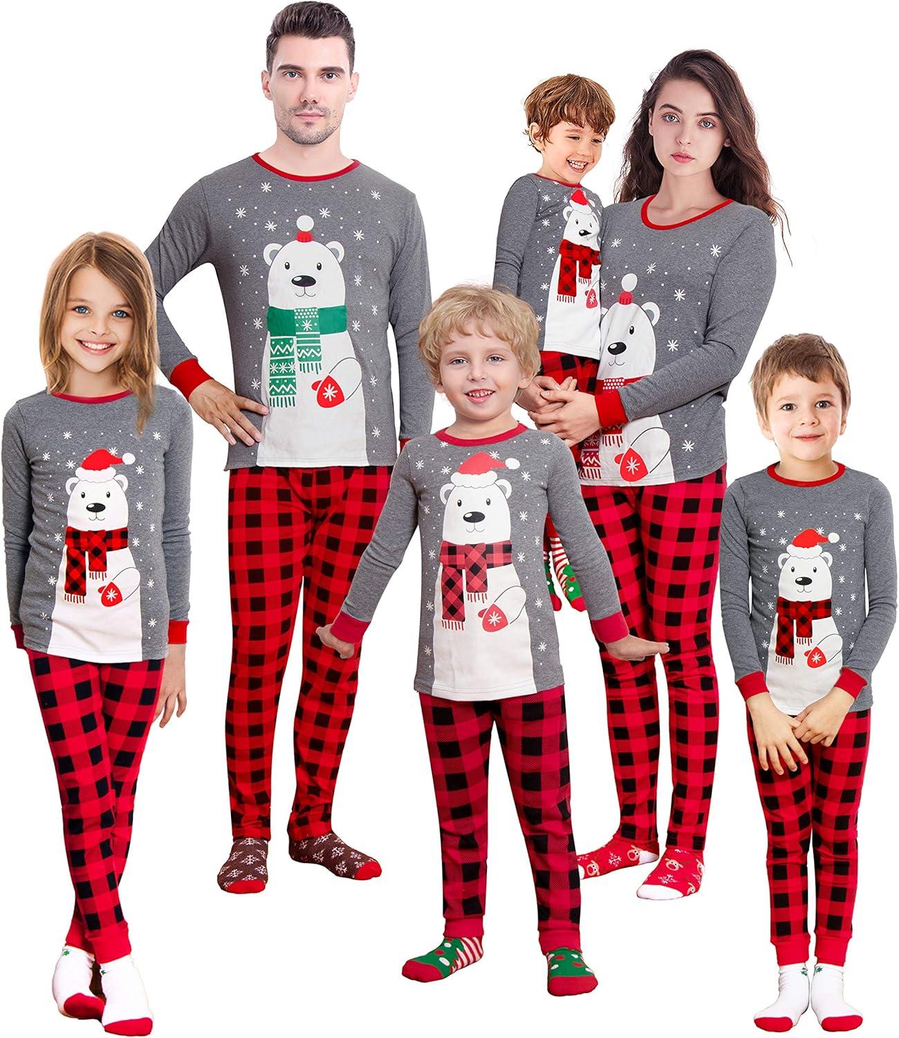 imageMatching Family Pajamas Christmas Sleepwear Cotton Holiday Valentine Halloween PjsChristmasPolarbear12023