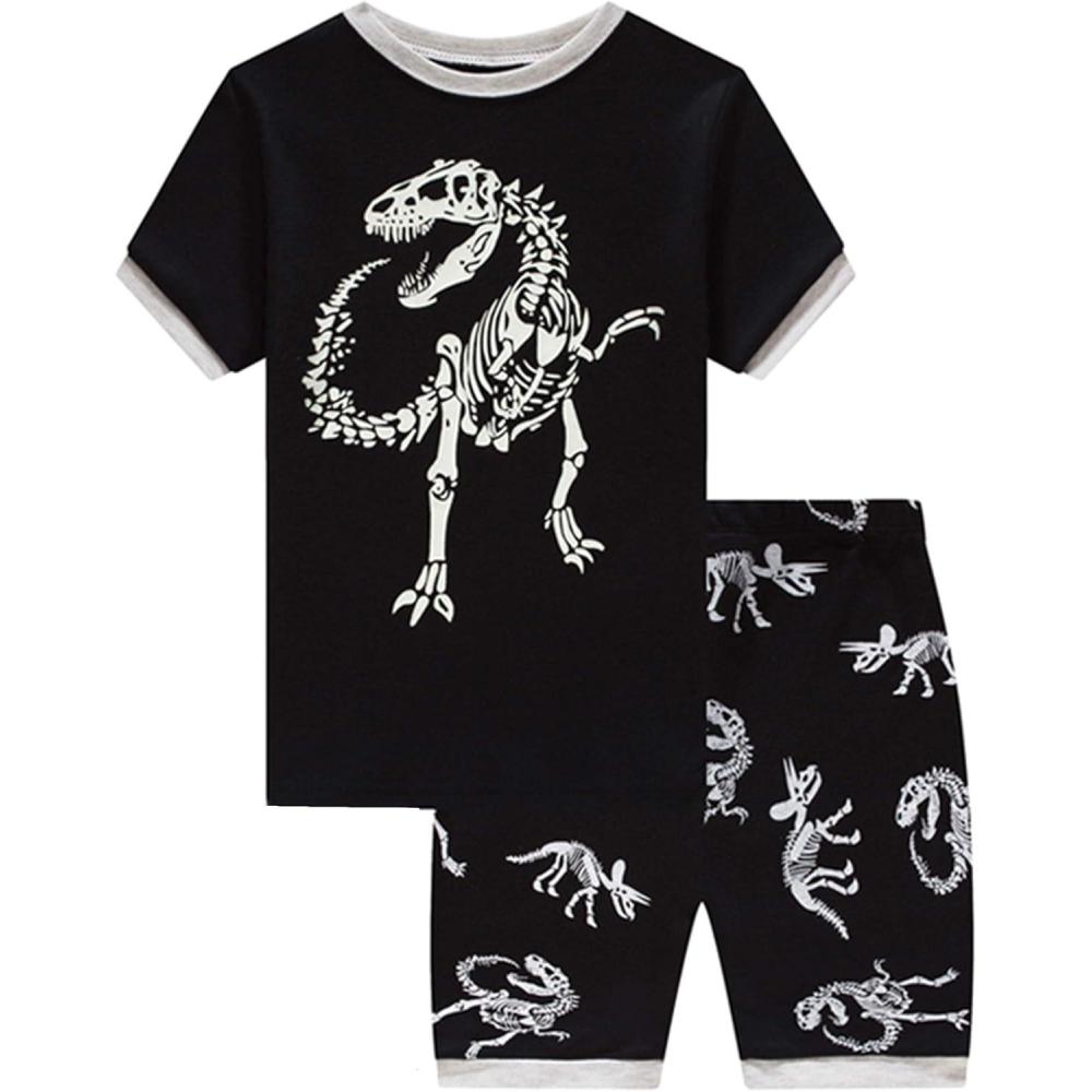 imageFamily Feeling Boys Summer Pajamas Sets Short 100 Cotton PjsDinosaur2f