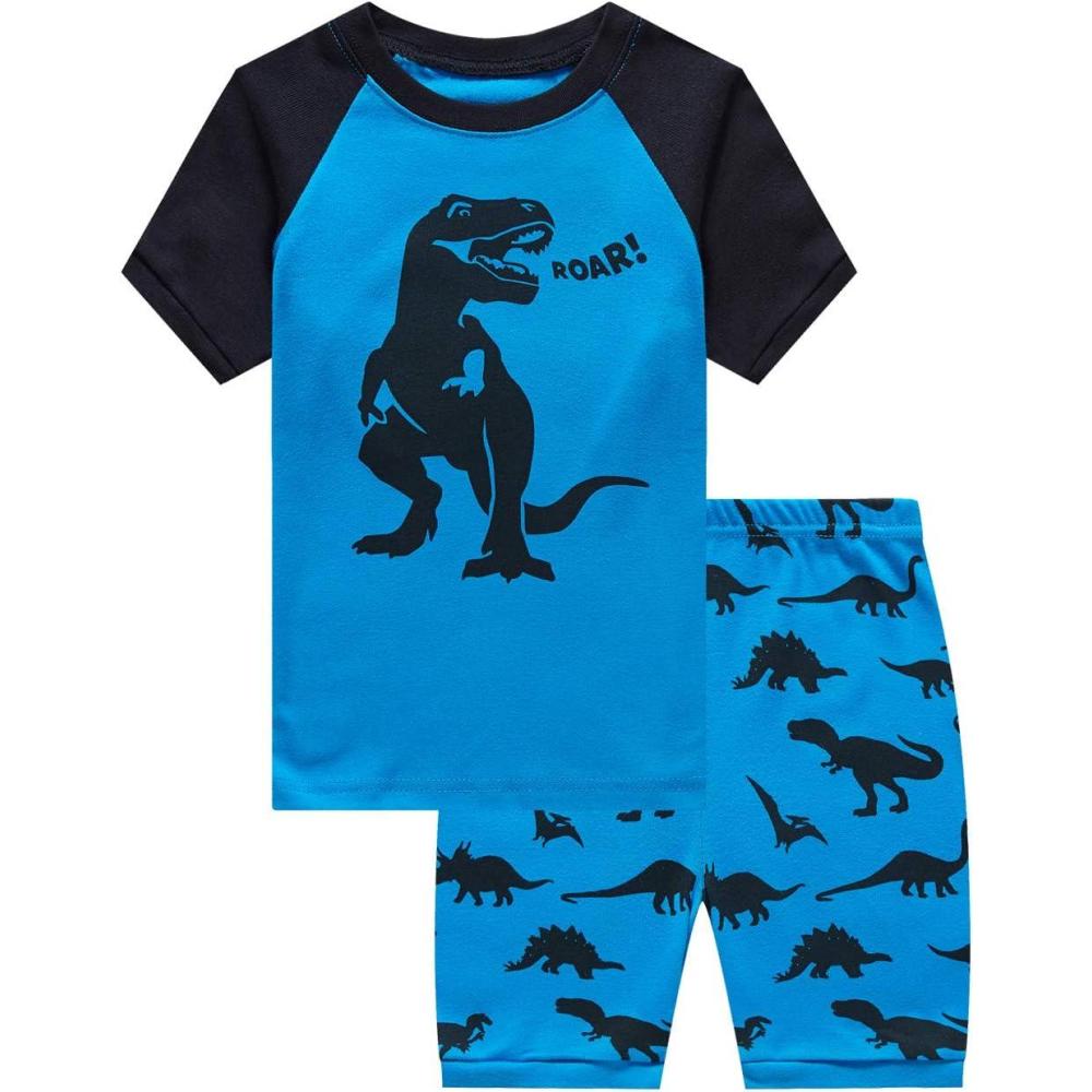 imageFamily Feeling Boys Summer Pajamas Sets Short 100 Cotton PjsDinosaurF4