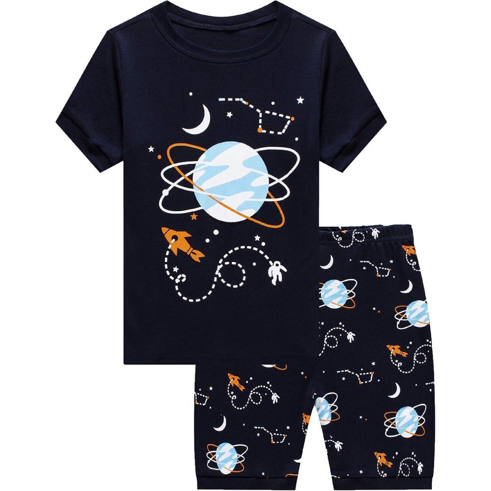 imageFamily Feeling Boys Summer Pajamas Sets Short 100 Cotton PjsSpaceF3
