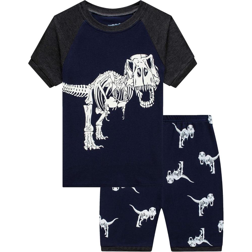 imageFamily Feeling Boys Summer Pajamas Sets Short SetsDinosaur PrintNavy Blue