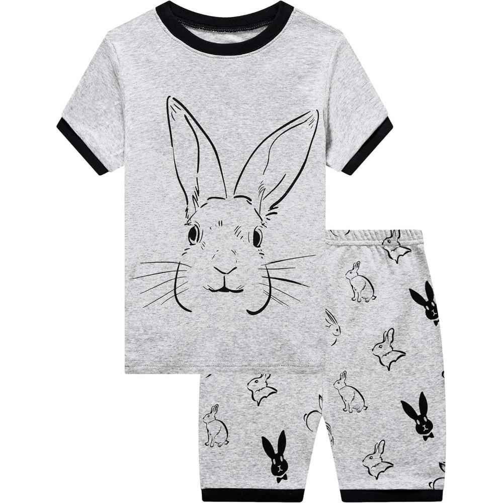 imageFamily Feeling Boys Summer Pajamas Sets Short SetsRabbit PrintGrey