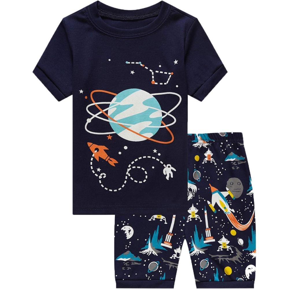 imageFamily Feeling Boys Summer Pajamas Sets Short SetsSpace PrintNavy