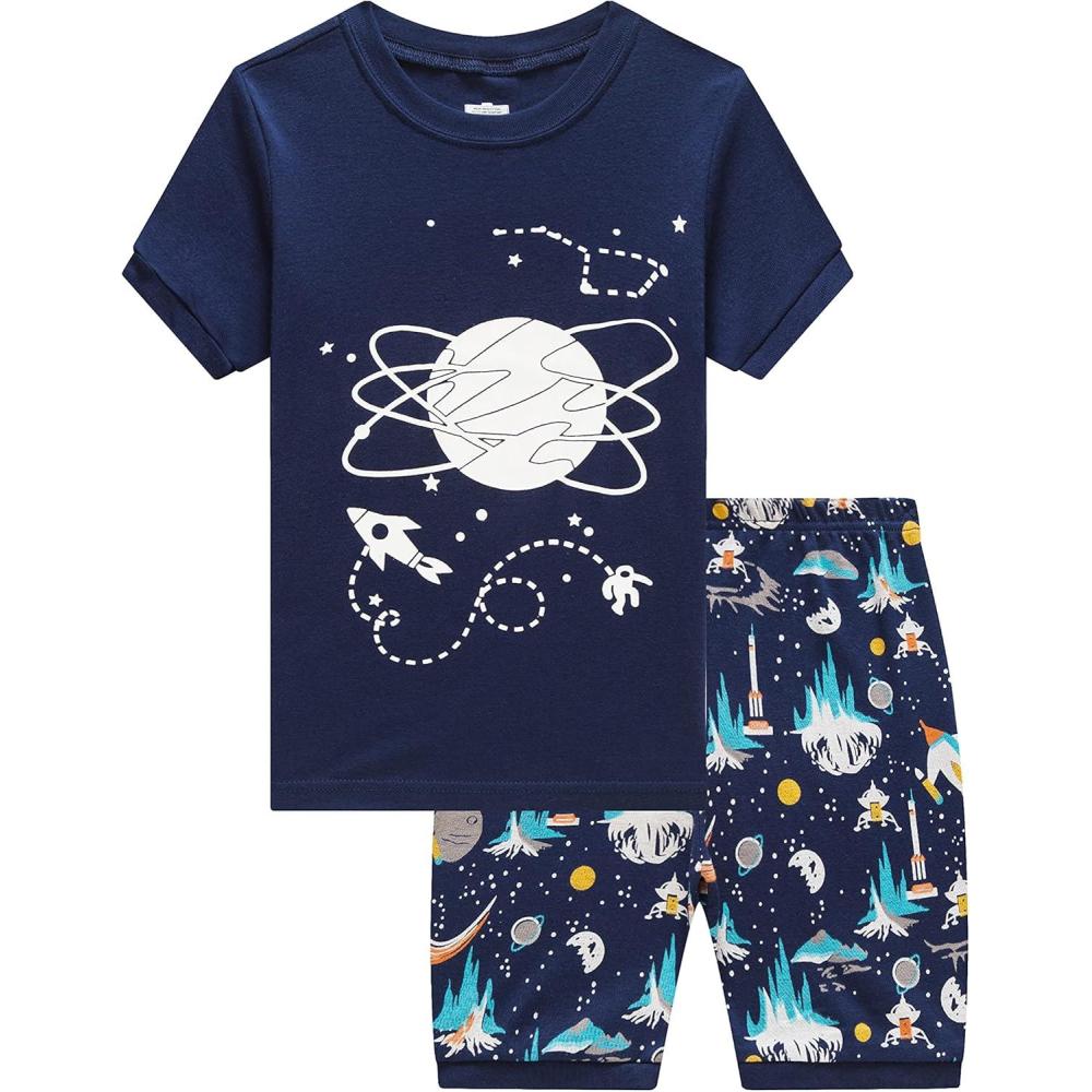 imageFamily Feeling Boys Summer Pajamas Sets Short SetsSpace PrintNavy Blue