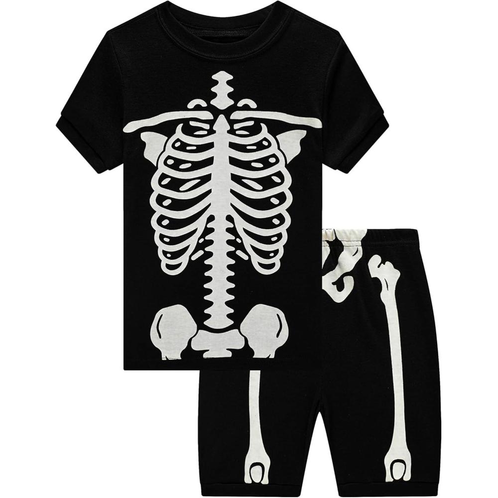 imageFamily Feeling Little Big Boys Summer Pajamas Sets Short 100 Cotton Pjs737skeleton