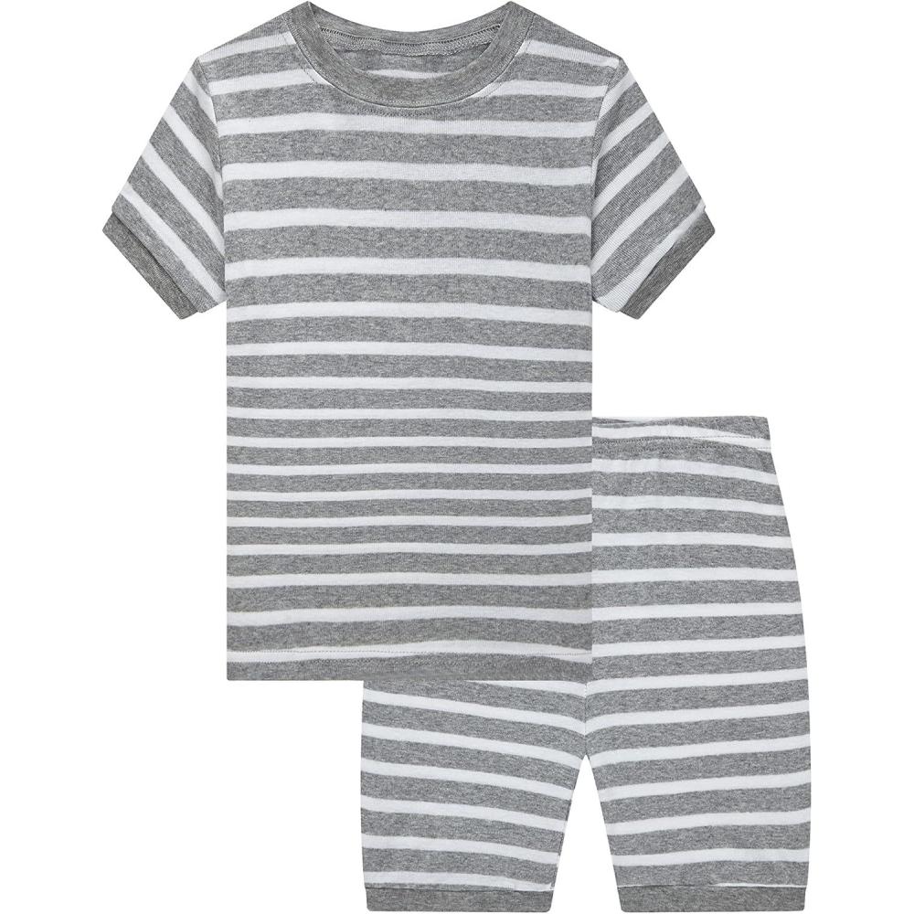 imageFamily Feeling Little Big Boys Summer Pajamas Sets Short 100 Cotton PjsStriped894