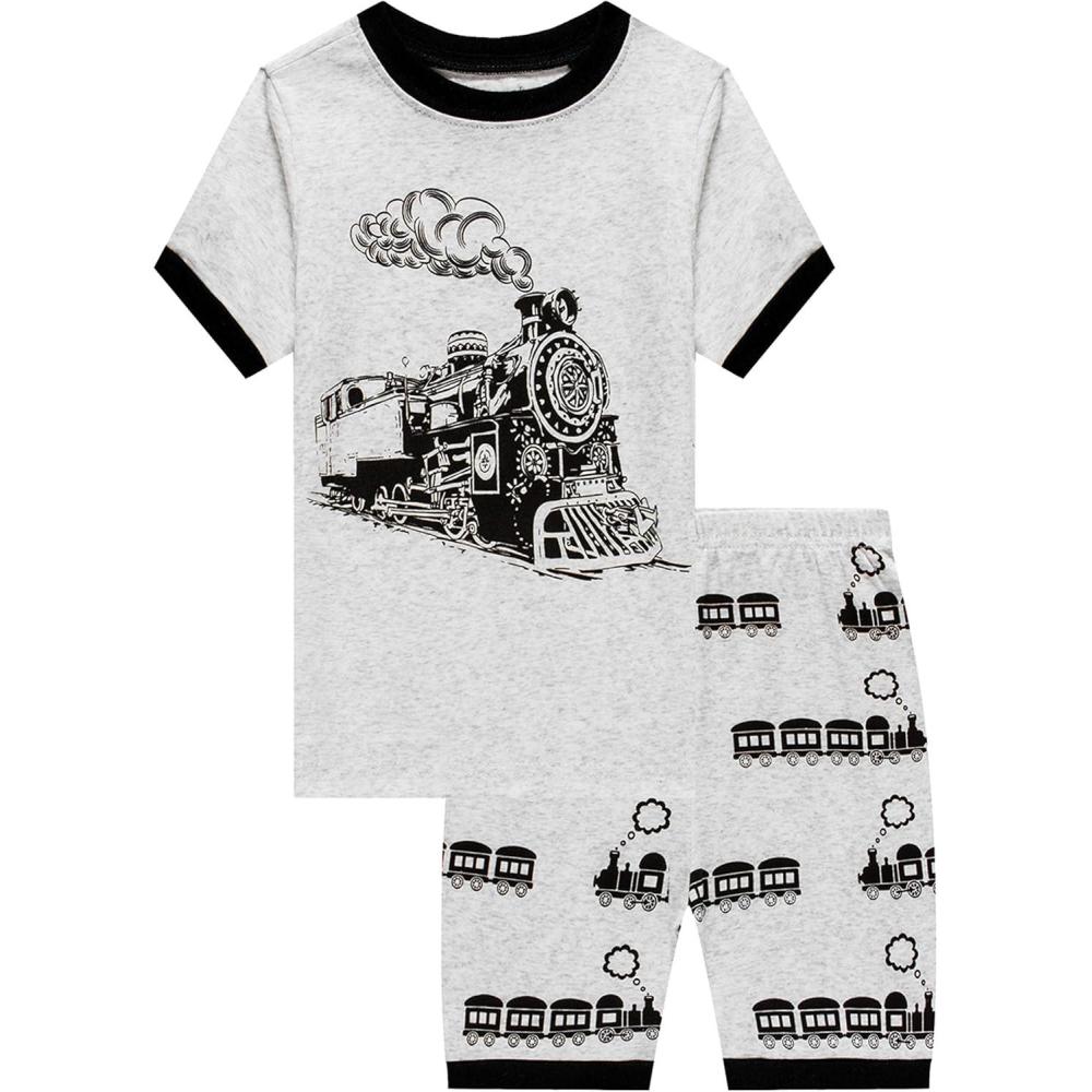 imageFamily Feeling Little Big Boys Summer Pajamas Sets Short 100 Cotton PjsTrainF3