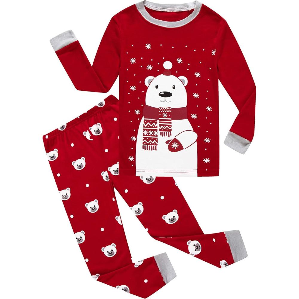imageFamily Feeling Little Boys Girls Child Pajamas Sets 100 Cotton Toddler PjsChristmasRedBear