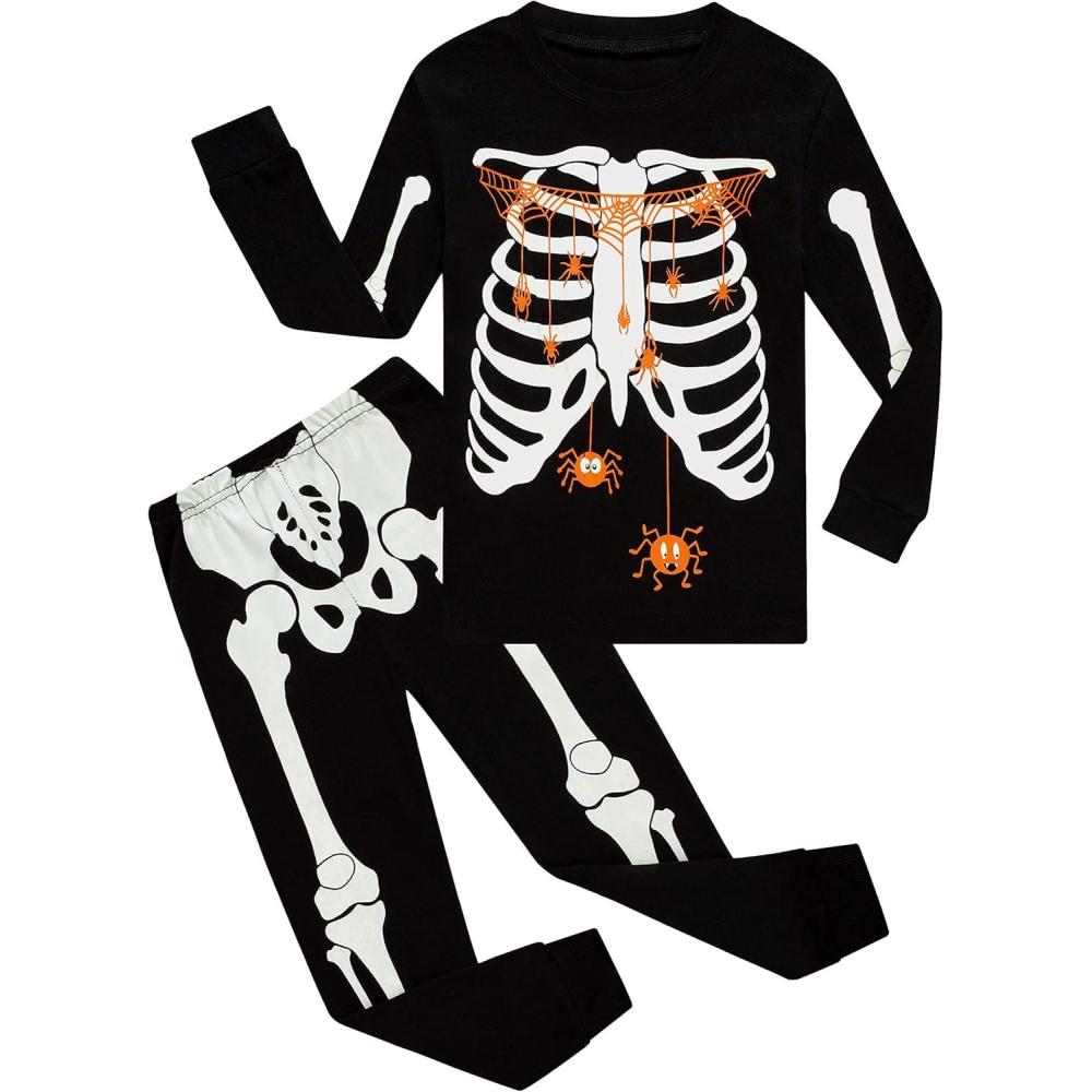 imageFamily Feeling Little Boys Girls Child Pajamas Sets 100 Cotton Toddler PjsSkeletonGlowinthedark1116959
