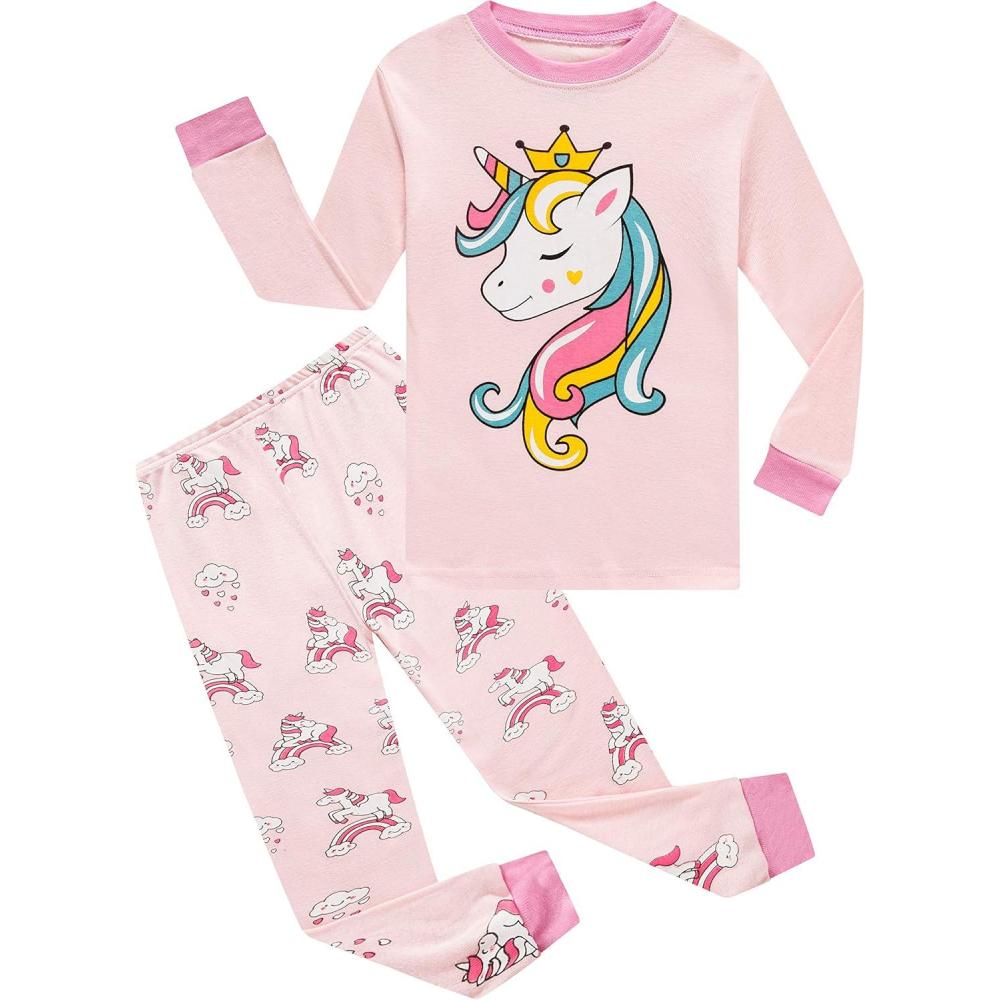 imageFamily Feeling Little Boys Girls Child Pajamas Sets 100 Cotton Toddler PjsUnicornPinkF1