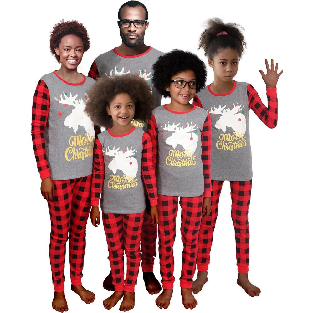 imageMatching Family Pajamas Christmas Sleepwear Cotton Holiday Valentine Halloween PjsChristmasMoosereindeer12023