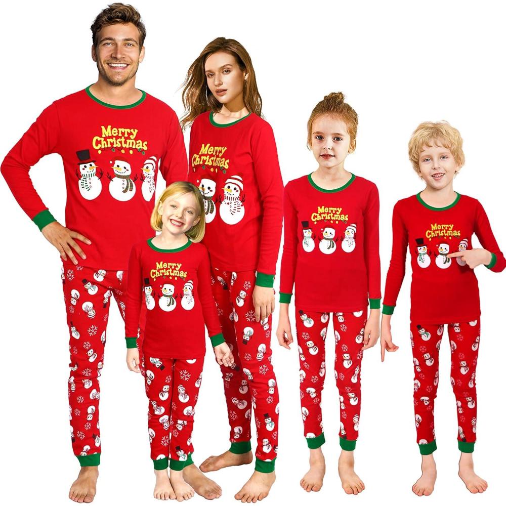 imageMatching Family Pajamas Christmas Sleepwear Cotton Holiday Valentine Halloween PjsChristmasRedSnowman2023