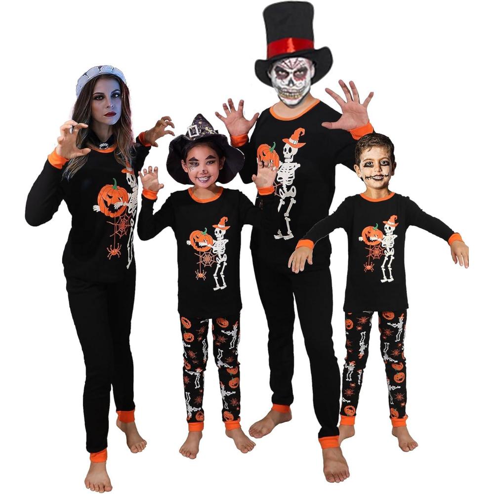 imageMatching Family Pajamas Christmas Sleepwear Cotton Holiday Valentine Halloween PjsFamilyskullpumpkin2023