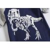 Family Feeling Boys Summer Pajamas Sets Short 100% Cotton Pjs(4-piece-bluedinosaur)