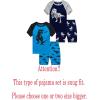 Family Feeling Boys Summer Pajamas Sets Short 100% Cotton Pjs(4-piece-bluedinosaur)