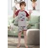 Family Feeling Boys Summer Pajamas Sets Short 100% Cotton Pjs(4-piece-dinosaur-dragon)