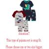 Family Feeling Boys Summer Pajamas Sets Short 100% Cotton Pjs(4-piece-dinosaur-dragon)