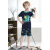 Family Feeling Boys Summer Pajamas Sets Short 100% Cotton Pjs(4-piece-dinosaur-dragon)