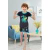 Family Feeling Boys Summer Pajamas Sets Short 100% Cotton Pjs(4-piece-dinosaur-dragon-855)