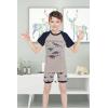 Family Feeling Boys Summer Pajamas Sets Short 100% Cotton Pjs(4-piece-dinosaur-dragon-855)