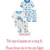Family Feeling Boys Summer Pajamas Sets Short 100% Cotton Pjs(4-piece-dinosaur-shark)