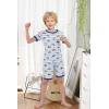 Family Feeling Boys Summer Pajamas Sets Short 100% Cotton Pjs(4-piece-dinosaur-shark)