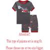 Family Feeling Little Big Boys Summer Pajamas Sets Short 100% Cotton Pjs(Fire Truck/F1)