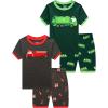Family Feeling Boys Summer Pajamas Sets Short 100% Cotton Pjs(4-piece-garbage-truck)