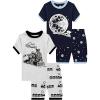 Family Feeling Boys Summer Pajamas Sets Short 100% Cotton Pjs(4-piece-spacetrain6)