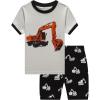 Family Feeling Boys Summer Pajamas Sets Short 100% Cotton Pjs(Excavator/Fo1)