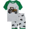 Family Feeling Boys Summer Pajamas Sets Short Sets(Grey/Tractor Print)