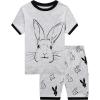 Family Feeling Boys Summer Pajamas Sets Short Sets(Rabbit Print/Grey)
